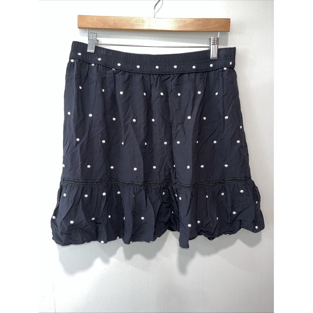 Loft Women's Skirt Lined Black White Dots Size‎ Medium